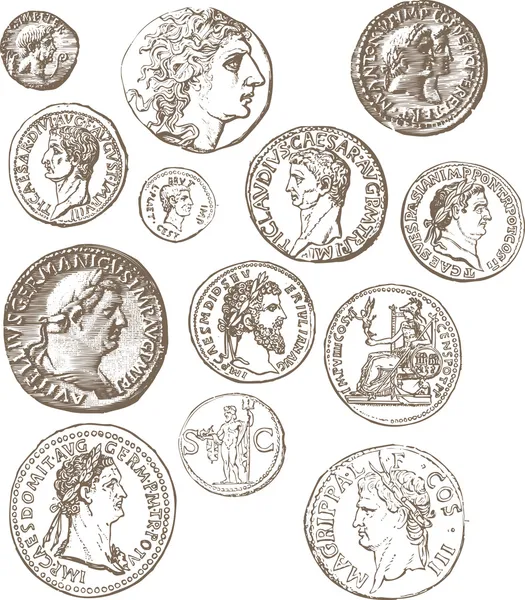 Monete antiche Vettoriali Stock Royalty Free