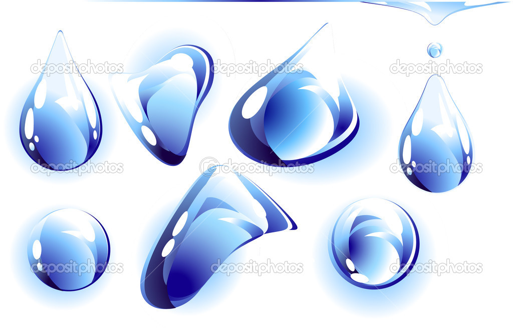 Set of  clear water drops.