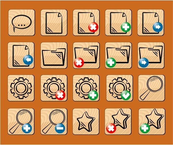 Wooden icon set. — Stock Vector