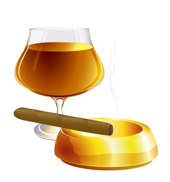 Cognac and cigar. — Stock Vector