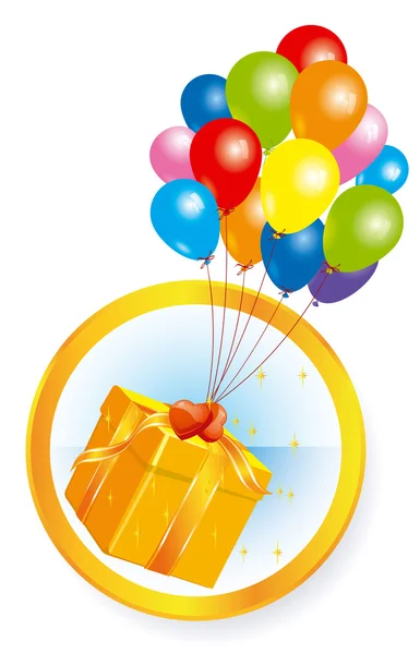 Ballons volants avec coffret cadeau . — Image vectorielle