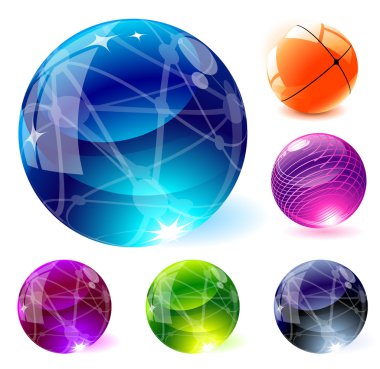 parlak saydam küreler.