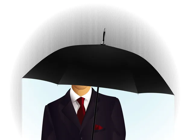 Man with umbrella and red tie. — Stock Vector