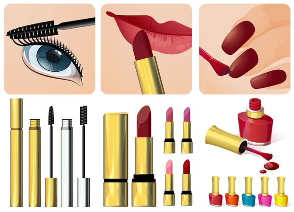 Panneaux et accessoires de maquillage . — Image vectorielle