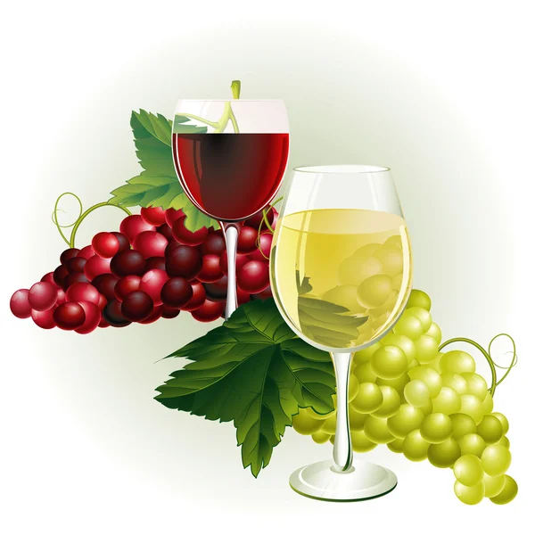 Vino y uvas. — Vector de stock