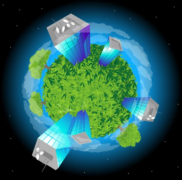 Groene planeet. — Stockvector