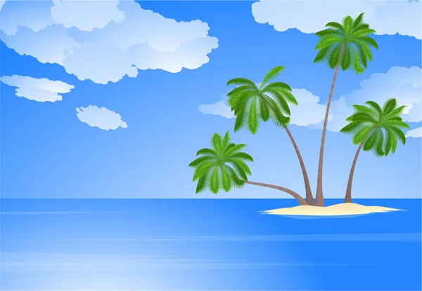 Tropische Insel mit Kokospalmen. — Stockvektor