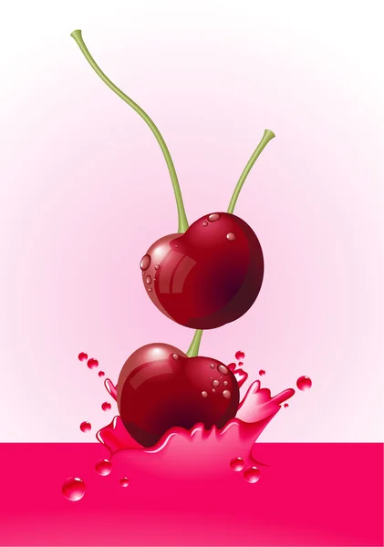 Cherry splash. — Stock Vector