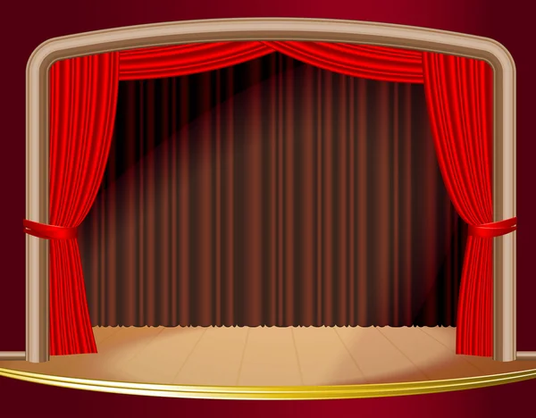 Red stage curtain. — Stock Vector