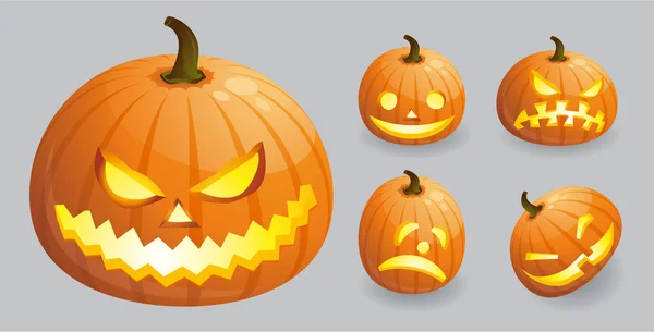 Halloween pumpkin emotions. — Stock Vector