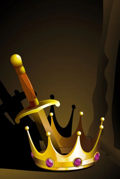 Corona y espada . — Vector de stock