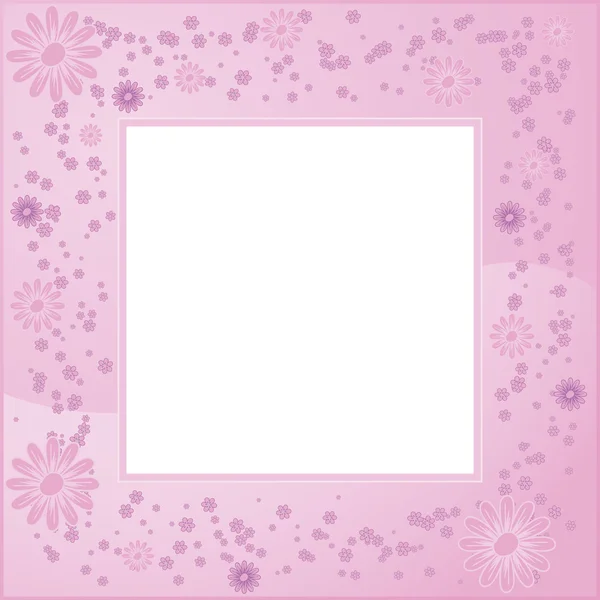 Pink flower vector frame. — Stock Vector