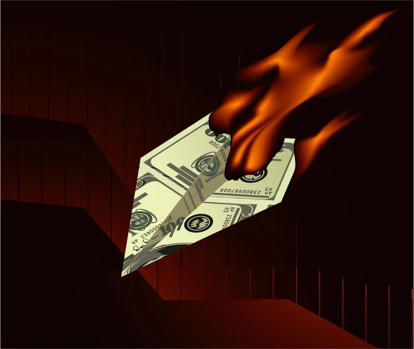 Dollar brûlant . — Image vectorielle