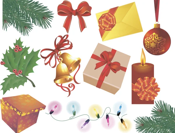 Ensemble d'éléments de décoration de Noël. — Image vectorielle