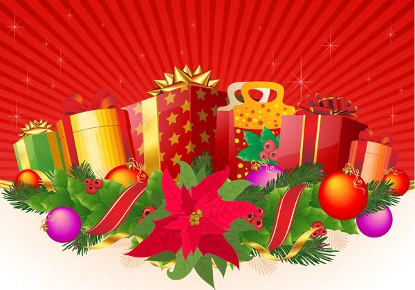 Noel hediye vektör dekoratif şablonu — Stok Vektör