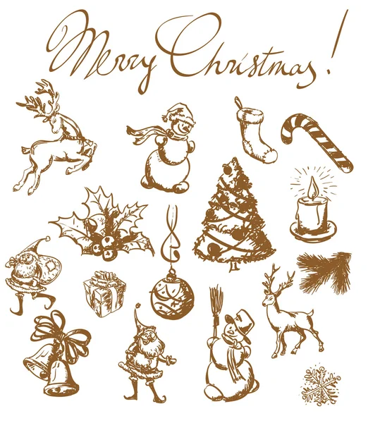 Esquisses vintage de Noël — Image vectorielle