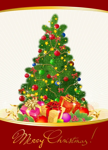 Árbol de Navidad con regalos. — Vector de stock