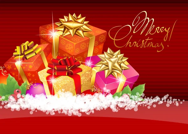Plantilla de Navidad con brillantes cajas de regalo . — Archivo Imágenes Vectoriales