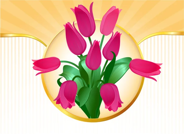 Pink tulip celebration bouquet. — Stock Vector