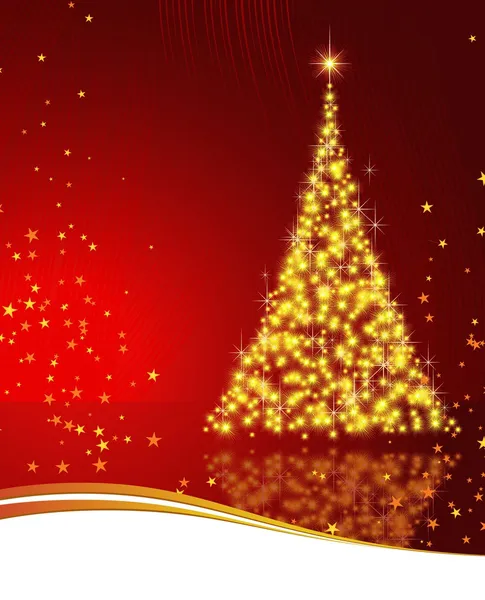 Árbol de Navidad brillante con destellos dorados . — Vector de stock