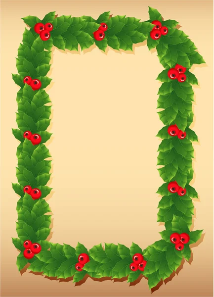 Decorative Christmas holly frame. — Stock Vector