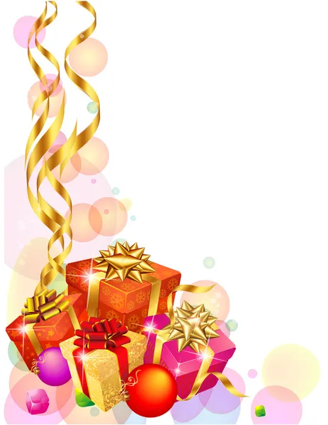 Noel dekorasyonu ile sarılmış hediyeler — Stok Vektör