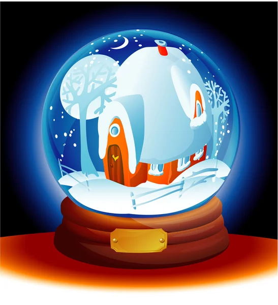 Snow dome with Christmas landscape — Stock Vector