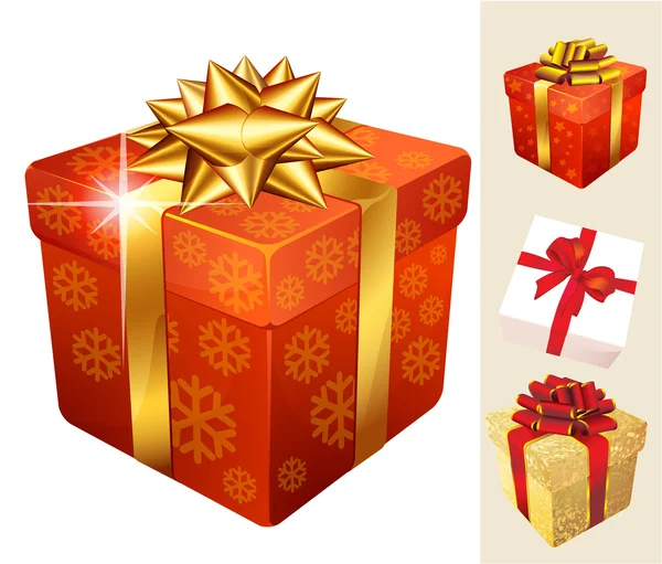 Διακοσμημένα κουτιά δώρων Χριστουγέννων — Διανυσματικό Αρχείο