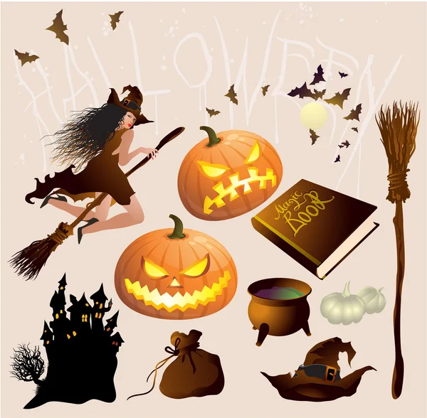 Halloween design elements and decorations — Stock Vector