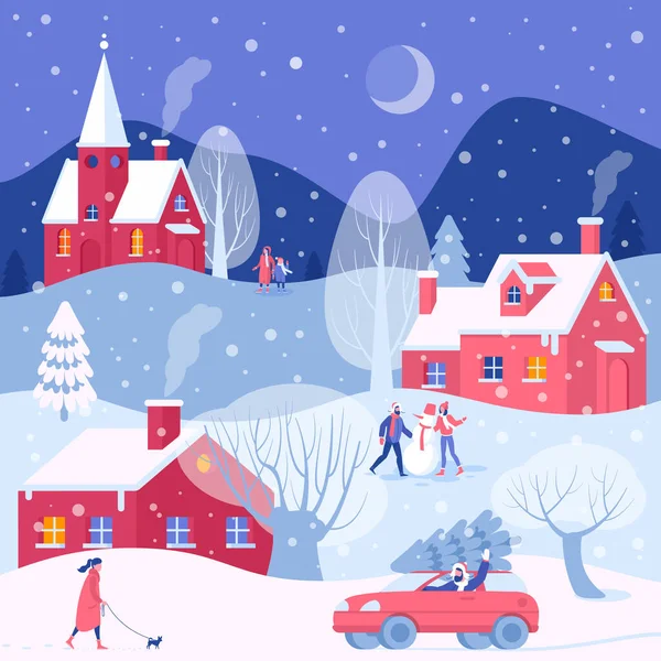 Christmas winter activities — Stock Vector