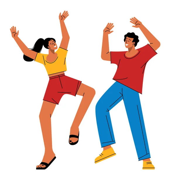 Happy dancing couple. — Stock Vector