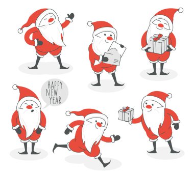 Aman ne güzel Noel Baba. Eğlenceli eğlenceli Noel Baba havacılığı ve vektör kümesi pozu.