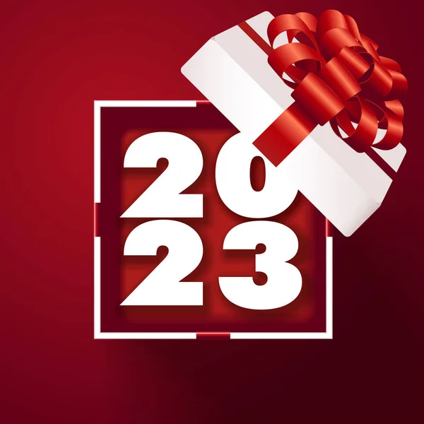 2023 Natale Capodanno Confezione Regalo Aperta — Vettoriale Stock