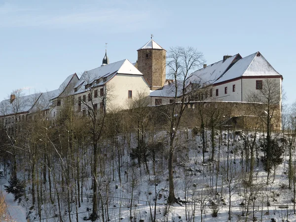Bad Iburg vár a téli, Osnabruecker telek, Alsó-Szászország, Németország, Európa — Stock Fotó