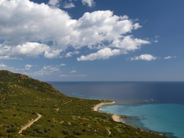 Villasimius, cala pira, Güneydoğu manzara Sardunya, İtalya, Avrupa