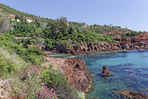 Massiccio di Esterel, Esterel masif con rocce di porfido, Costa Azzurra, Francia meridionale, Europa — Foto Stock