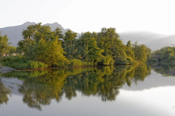 Estero del río cerca de Moriani Plage, San Nicolao, Córcega, Francia, sur de Europa — Foto de Stock