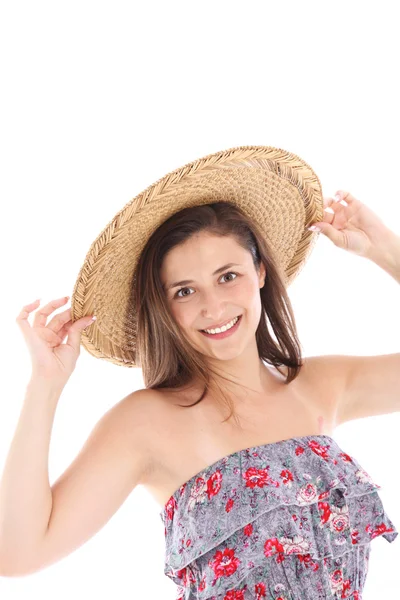 Mujer sonriente en la moda de verano Mujer sonriente en la moda de verano — Foto de Stock