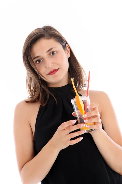 Anspruchsvolle Frau genießt einen Cocktail — Stockfoto