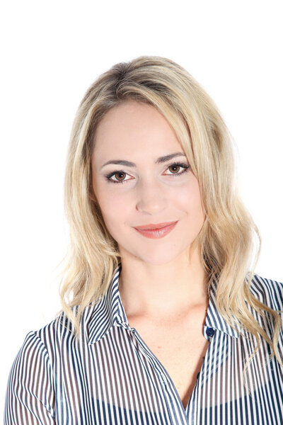 Smiling woman with serene expression Smiling woman with serene expression