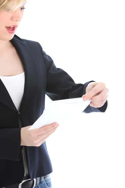 Woman reading a letter Woman reading a letter — Stock Photo, Image