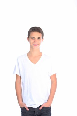 Casual genç çocuğun gülümseyen casual genci gülümseyen