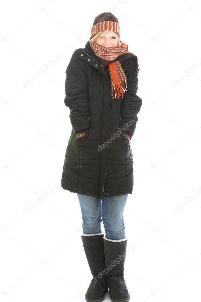 Young woman in winter clothing