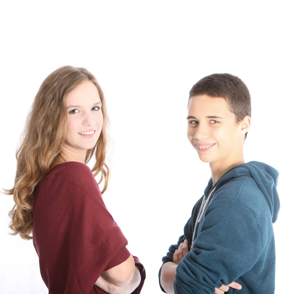 Friendly teenage siblings Friendly teenage siblings — Stock Photo, Image