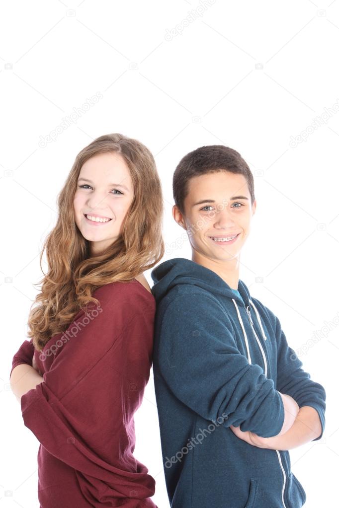 Happy teenage boy and girl
