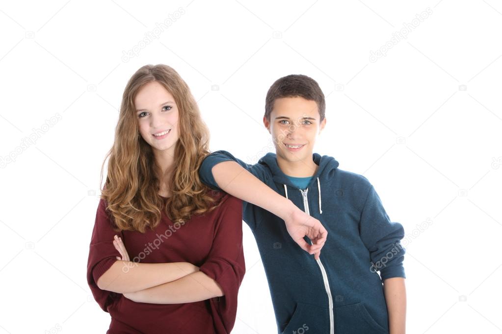 Young teenage brother and sister