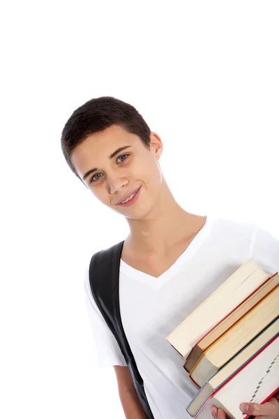 Sorrindo adolescente carregando livros — Fotografia de Stock