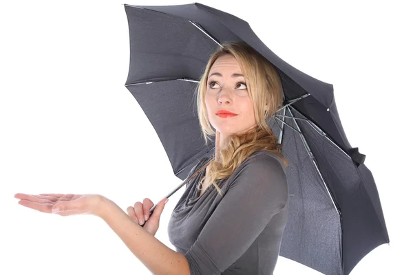 Kikeresés, esernyő tartó női — Stock Fotó