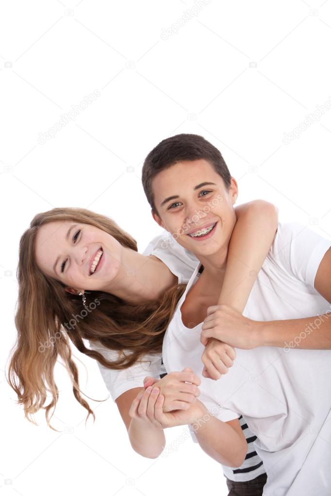 Laughing young teenagers having fun