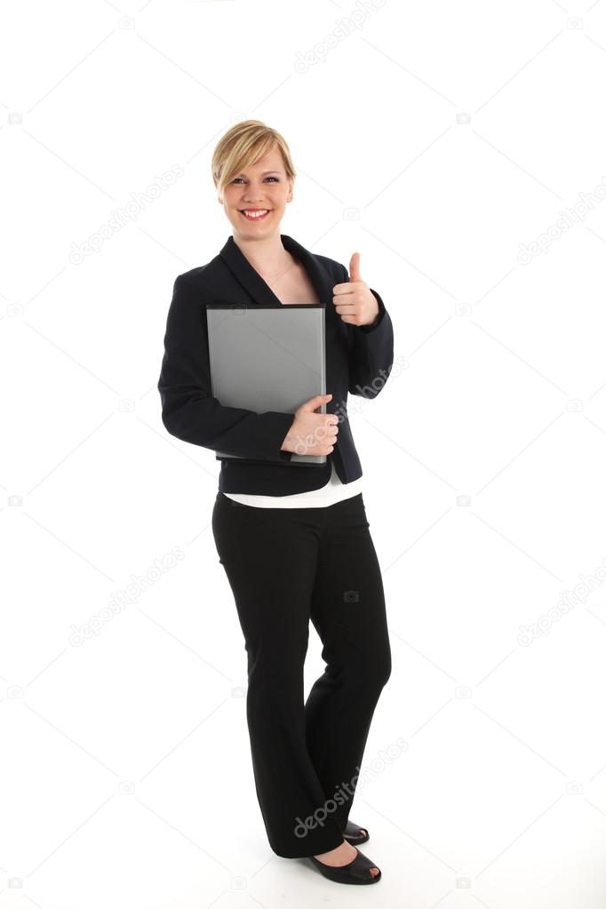 Professional woman giving a thumbs up